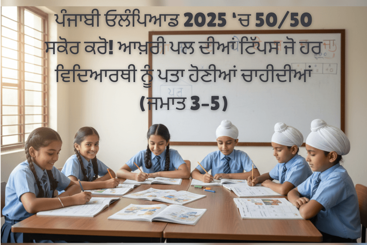 PSEB IPLO Last-minute revision (PSEB Punjabi Olympiad 2025) and strategy (classes 3-5)