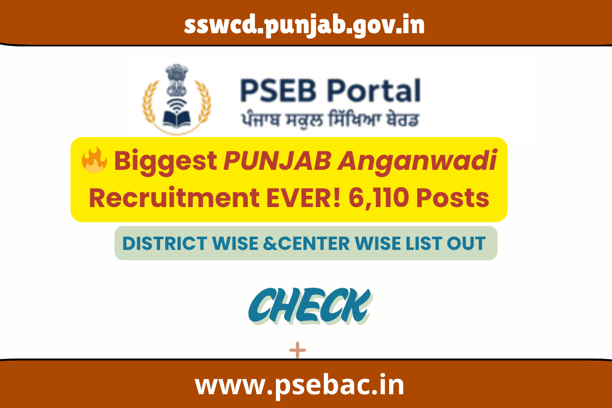 Punjab Anganwadi Recruitment 2025 Pdf: 6,110 Vacancies Announced – Check District, Centre Wise List, Eligibility & Key Dates