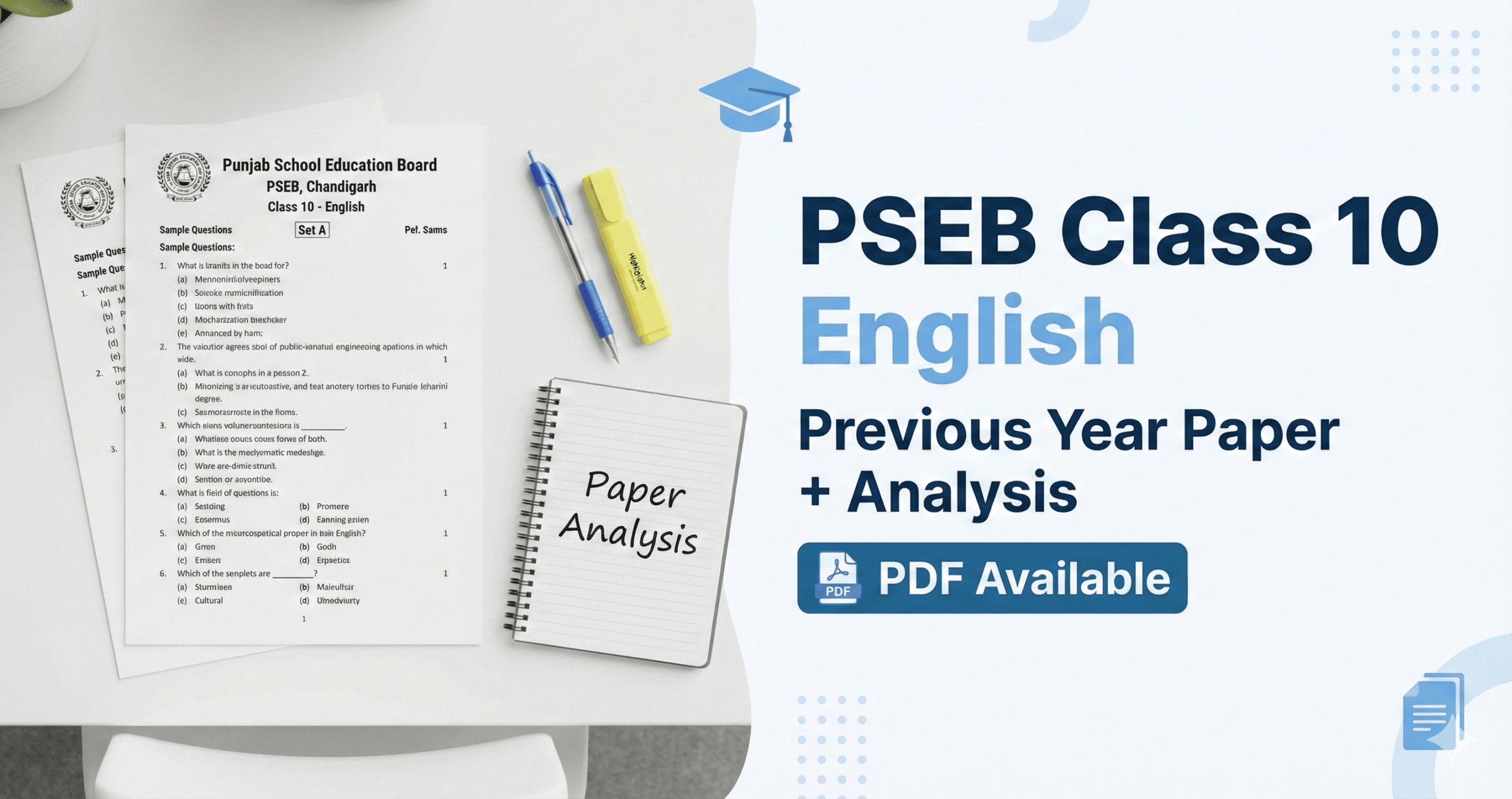 PSEB Previous Year Question Paper Class 10 English PDF: Complete Paper Analysis & Smart Strategy